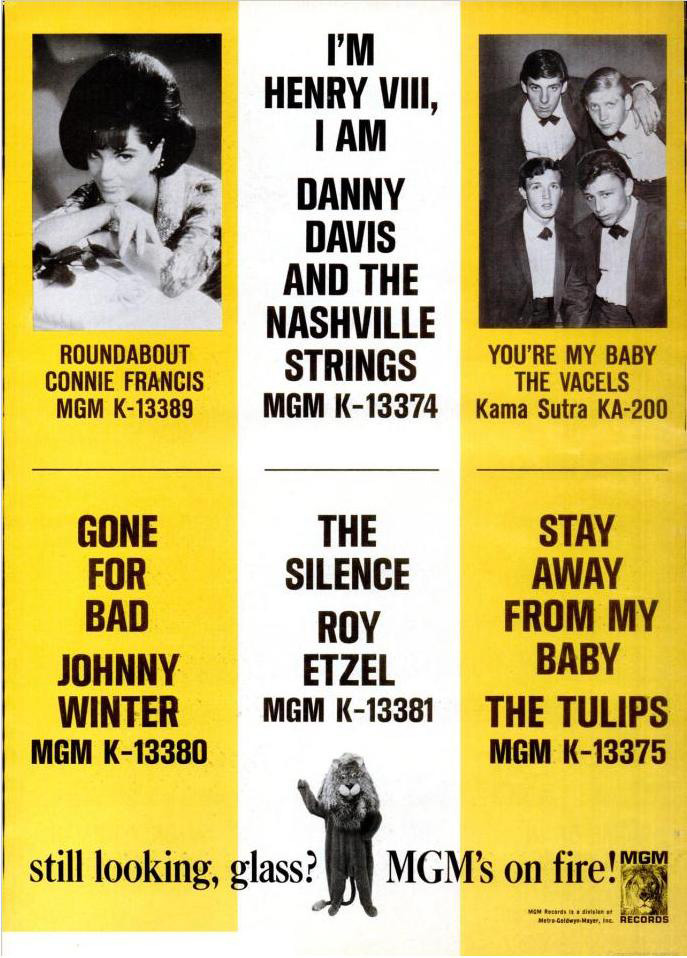 21 August 1965 An advertisement in Billboard Magazine, mentioning Johnny Winter's new single: "Gone For Bad"